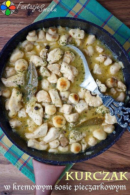 Kurczak w kremowym sosie pieczarkowym