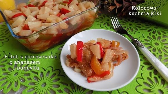 Filet z morszczuka z ananasem i papryką w słodko-kwaśnej zalewie