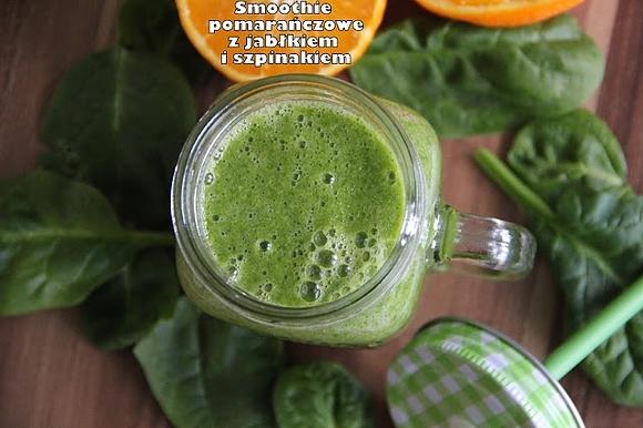 Smoothie pomarańczowe z jabłkiem i szpinakiem