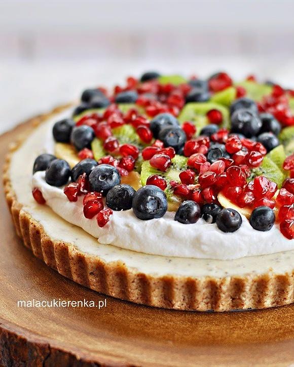 Tarta cytrynowa z chia wegańska, bez cukru, bez glutenu