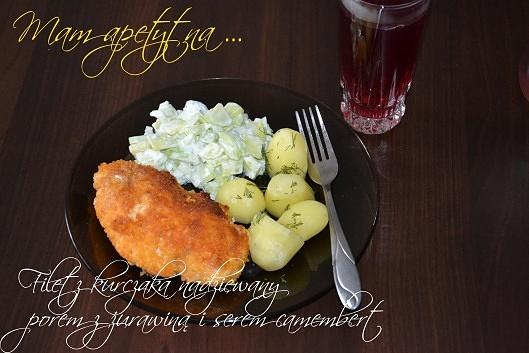 Filet z kurczaka nadziewany porom, żurawiną i serem camembert
