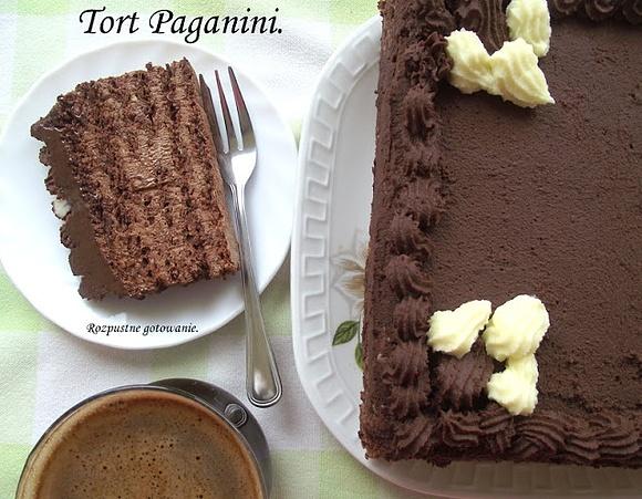 Tort Paganini - czekoladowy z orzechami i bezowym bliorem