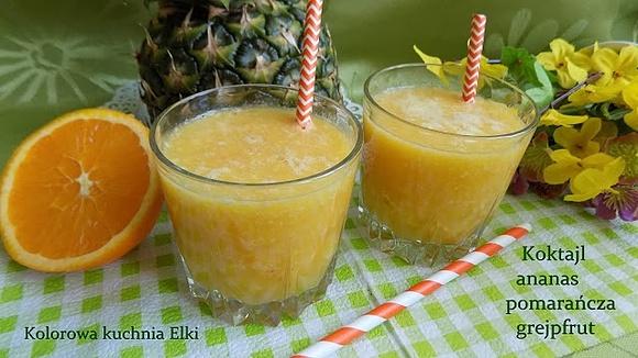 Egzotyczny koktajl z ananasa, pomarańczy i grejpfruta