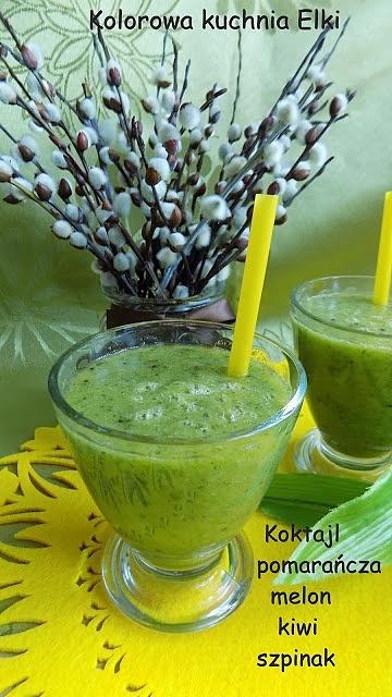 Zielony koktajl z melonem, szpinakiem i kiwi
