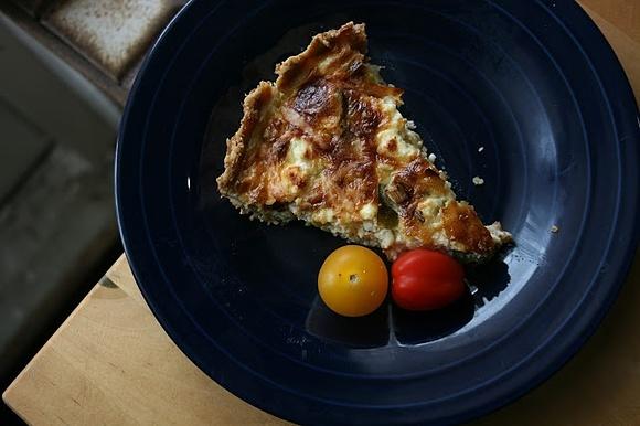 Quiche z pora i pieczarkami