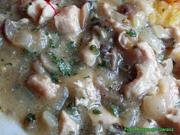 Stroganow z kurczakiem i pokrzywą