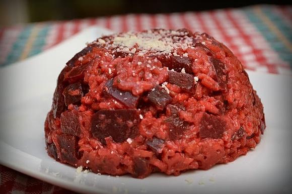 Risotto z burakami i kurczakiem