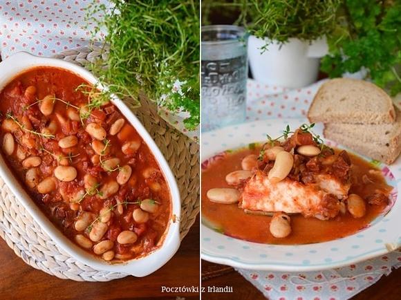 Morszczuk w pomidorach z chorizo i fasolką