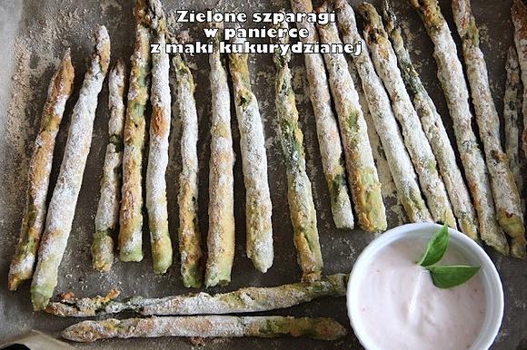 Zielone szparagi w panierce z mąki kukurydzianej