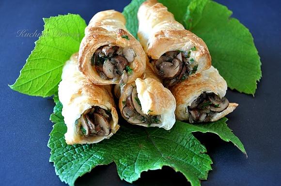 Rurki francuskie z pieczarkami