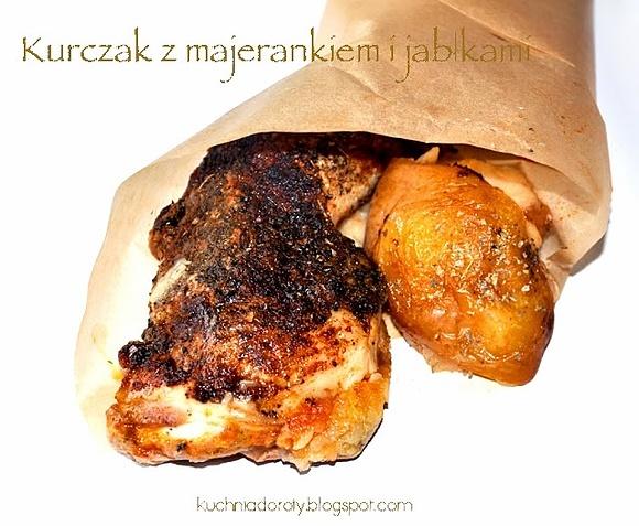 Kurczak pieczony z majorem, jabłkami i przyprawami
