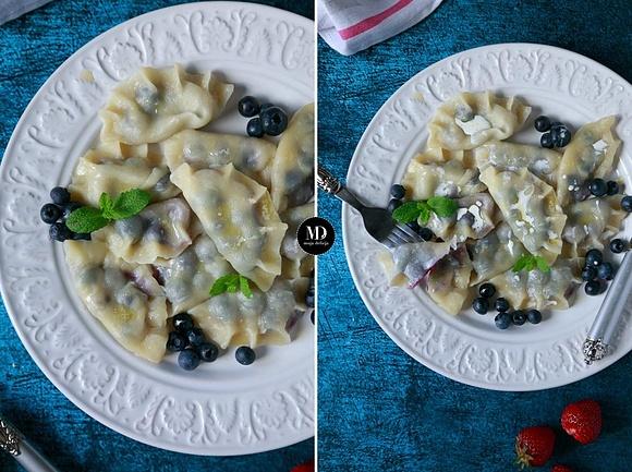 Pierogi z borówkami bez cukru i syropem z agawy