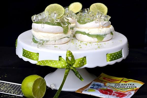 Kryształowe mini bezy z limonkową frużeliną