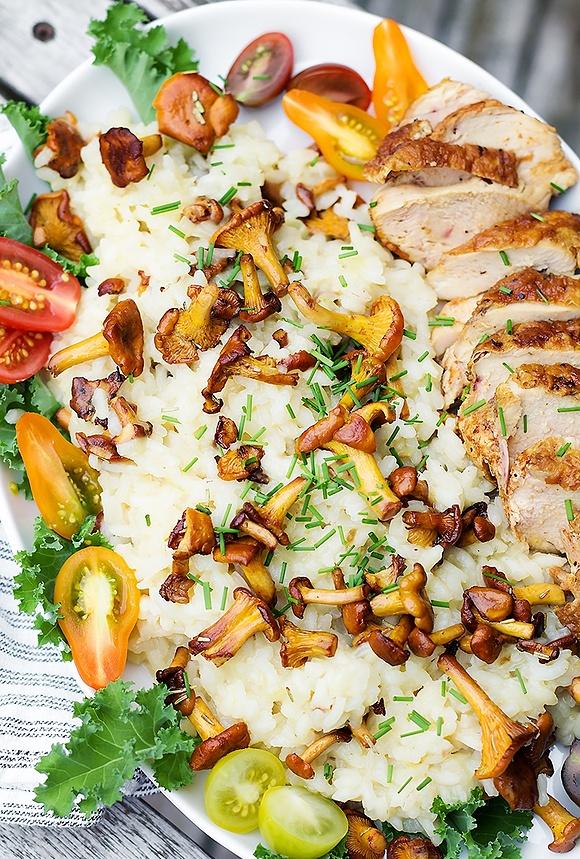 Risotto z kurkami i pieczonym kurczakiem