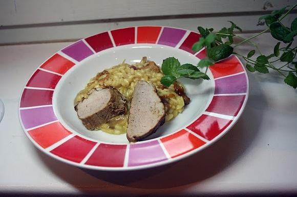 Risotto z kurkami i polędwicą