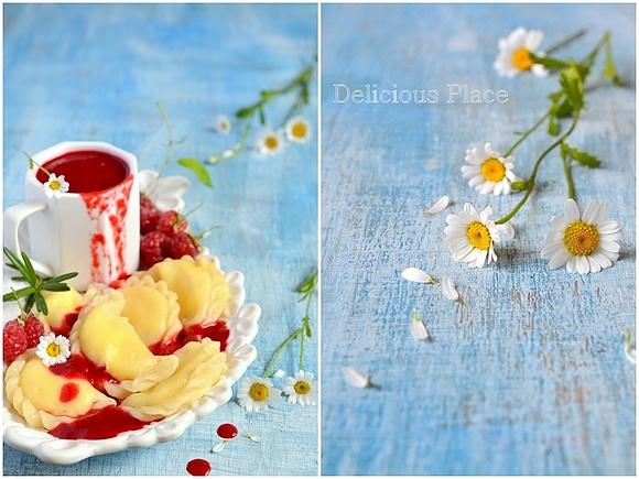 Pierogi z serem i sosem malinowo-rozmarynowym