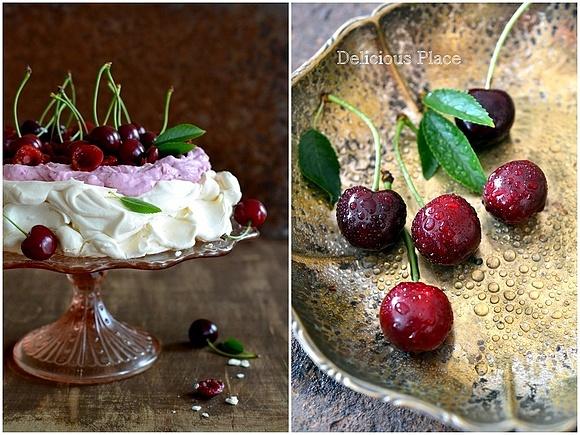 Pavlova z czereśniami