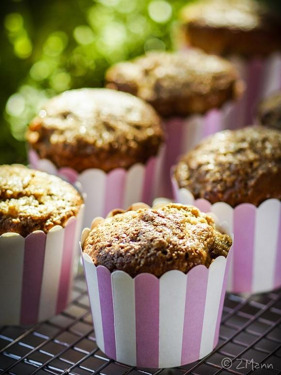 Muffiny bananowe z malinami