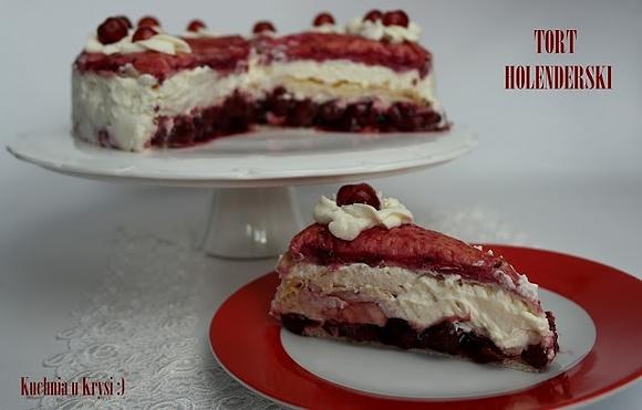 Holenderski tort z kremem Chanitylly i wiśniami