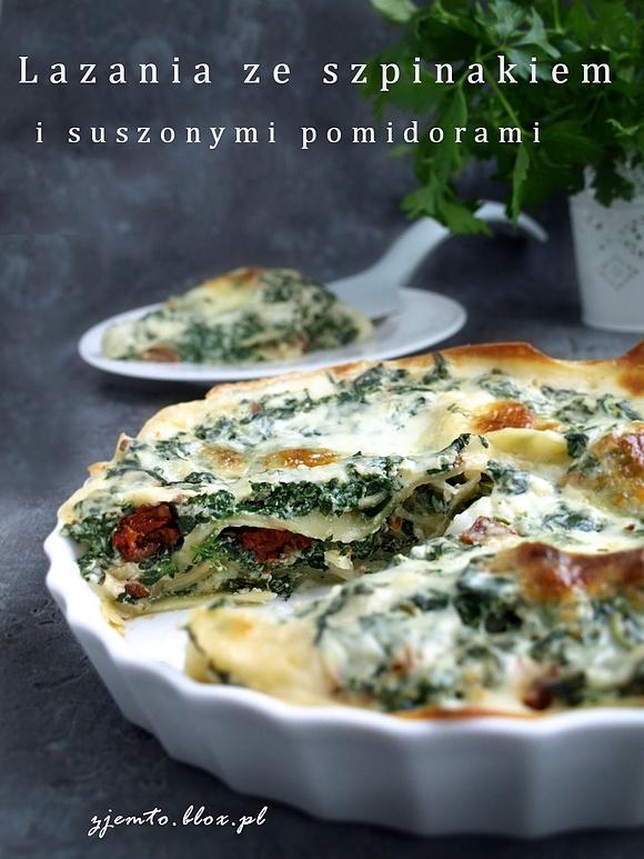 Lazania ze szpinakiem i suszonymi pomidorami