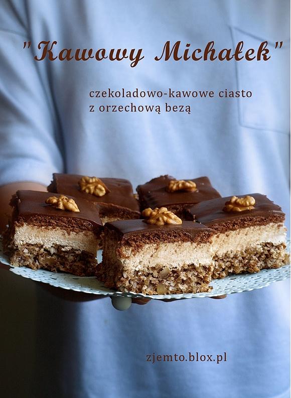 Ciasto Kawowy Michałek z orzechową bezą i kawowym kremem
