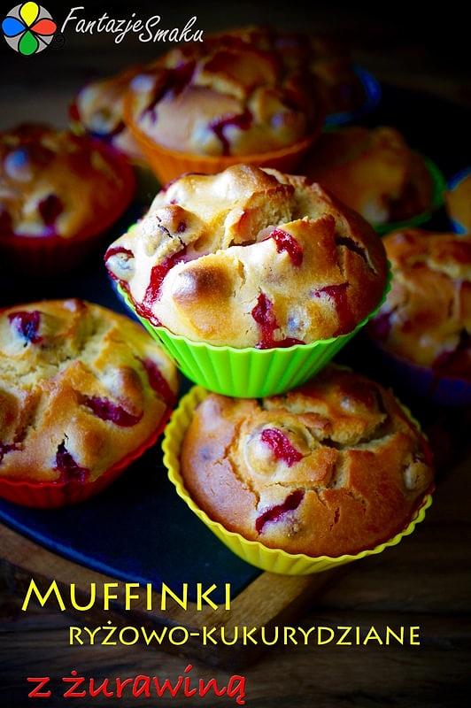 Muffinki ryżowo-kukurydziane z żurawiną bezglutenowe
