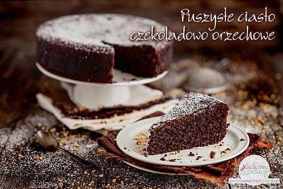 Puszyste ciasto czekoladowo orzechowe