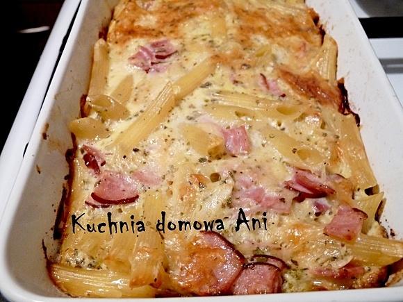 Zapiekanka z szynką i makaronem