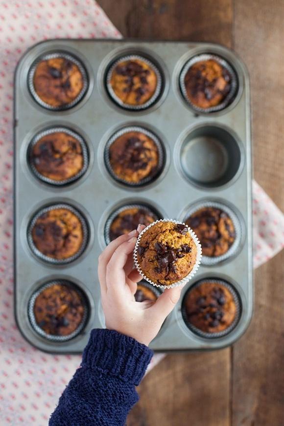 Dyniowe muffinki z płatków owsianych i czekoladą