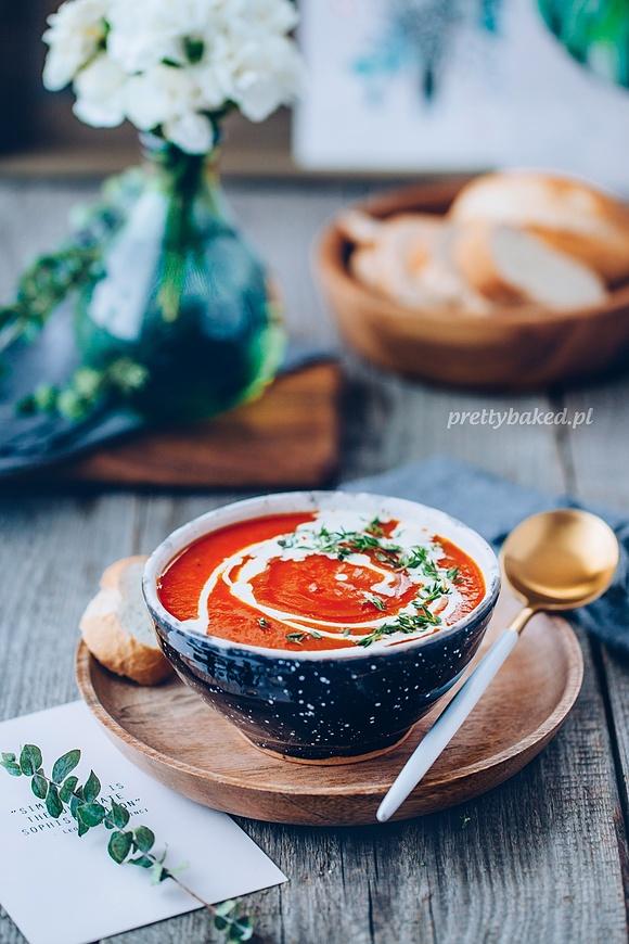 Zupa dyniowa z pieczonymi warzywami