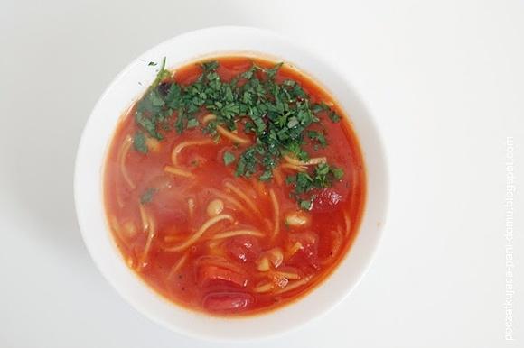 Zupa pomidorowa z fasolą i makaronem