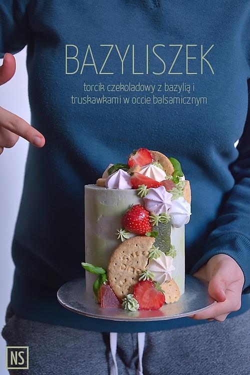 Torcik czekoladowy z bazylią i truskawkami w occie balsamicznym