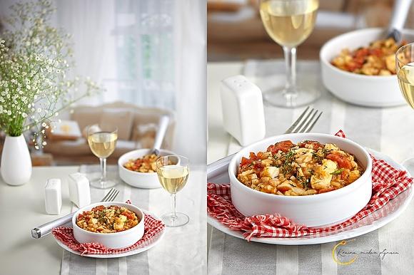 Risotto z pomidorami i dorszem