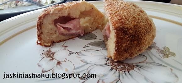 Pieczone kulki ziemniaczane z szynką i mozzarellą