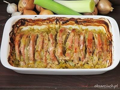 Schab porowo-cebulowy z piekarnika