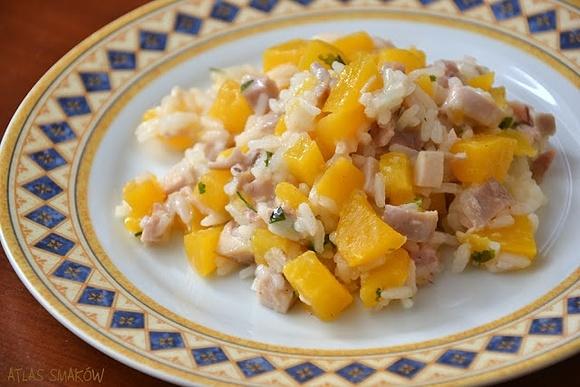 Kurczak z ryżem i brzoskwiniami