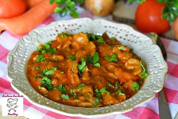 Żołądki drobiowe w gulaszu curry