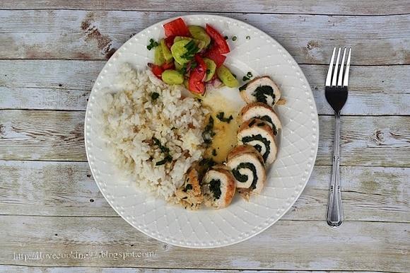 Roladki ze szpinakiem i ryżem - dietetyczny obiad 350 kcal