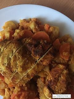 Zapiekanka z kurczakiem soczewicą i warzywami korzeniowymi
