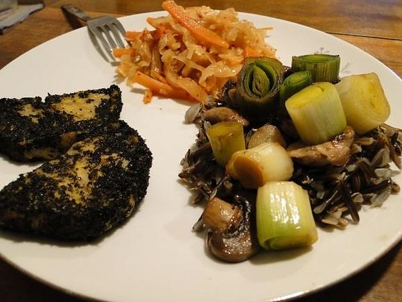 Seleryba z dzikim ryżem i kimchi