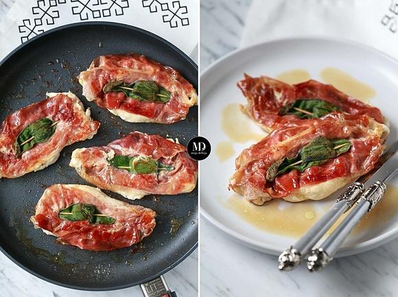 Kurczak z szynką parmeńską i szałwią Saltimbocca alla Romana