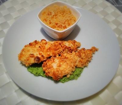 Kurczak w krakersach z puree