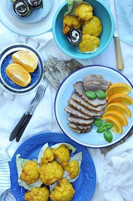 Kalafior z curry i kurkumą do kaczki lub bakłażana