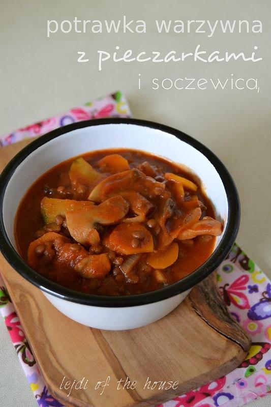 Potrawka warzywna z pieczarkami i soczewicą puy