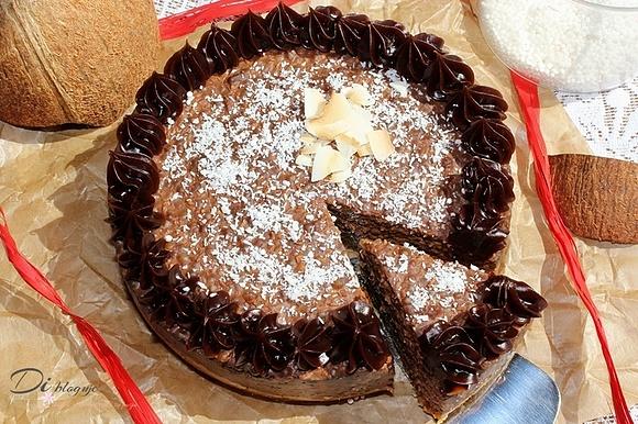 Czekoladowo-kokosowy torcik z perełek tapioki bezglutenowy wegański