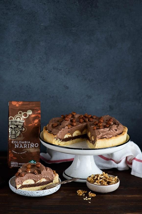 Tarta banoffee do kawy Starbucks Colombia Narino z dripa