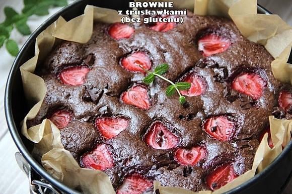 Brownie z truskawkami