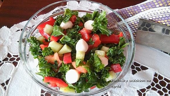 Kolorowa surówka z jarmużu i mozzarelli