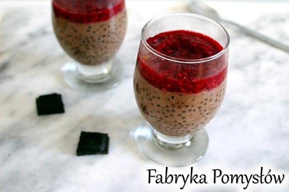 Czekoladowy pudding z tapioki i malinami