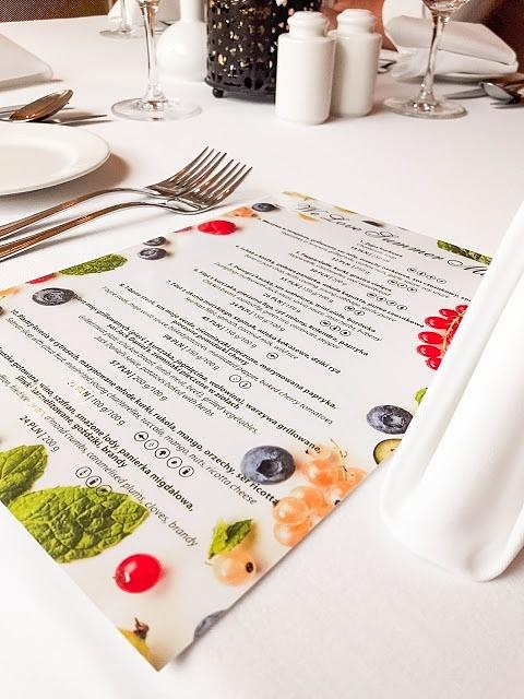 Lete menu w restauracji beletage w ibb grand hotelu lublinianka